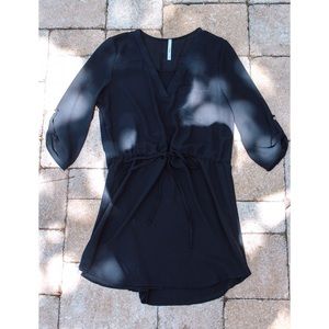 Black chiffon mini dress